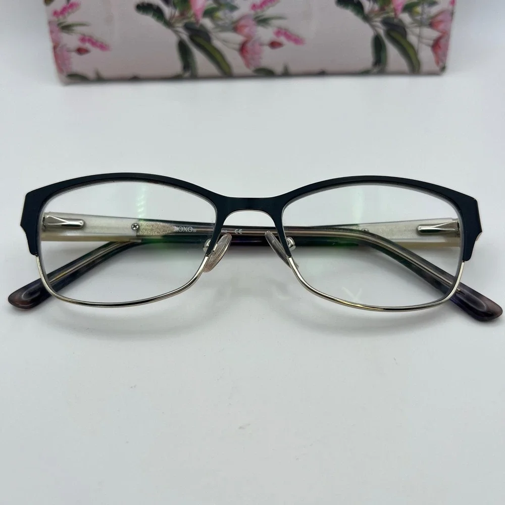 XOXO Tenino Black Silver Rectangular Eyeglass Frames 51-16-135 BLCK Mixed Media